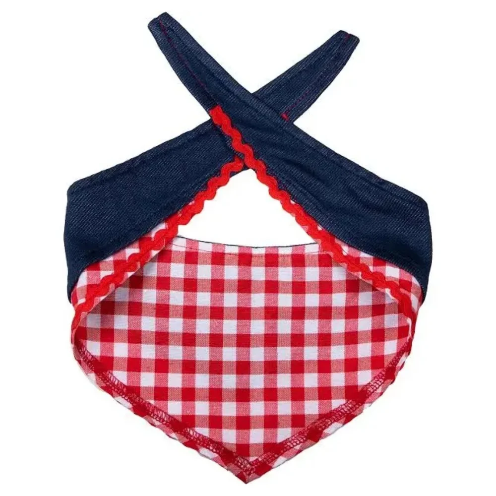 💙❤️ Doggy Parton Dog Bandana Pet Medium Large Dolly Western Denim - Picture 8 of 12